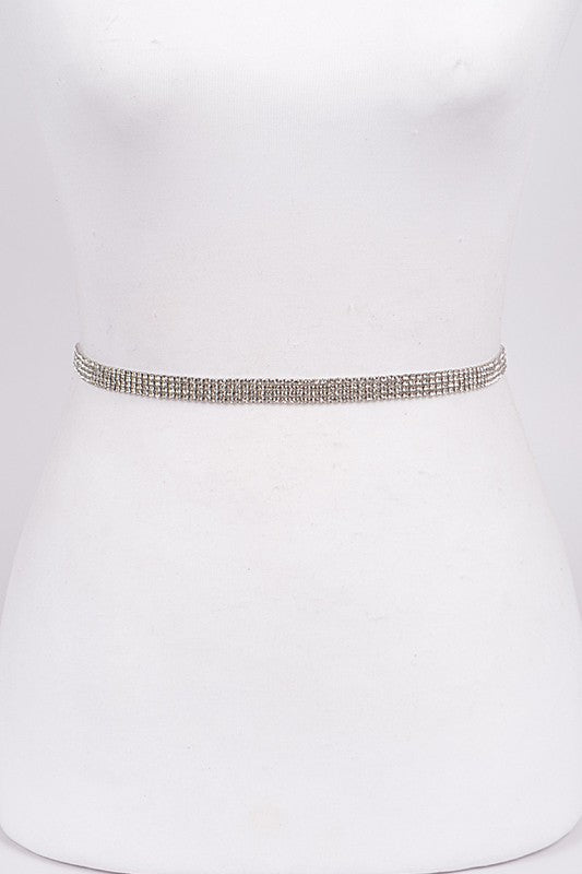 Thin Silver Rhinestone Belt