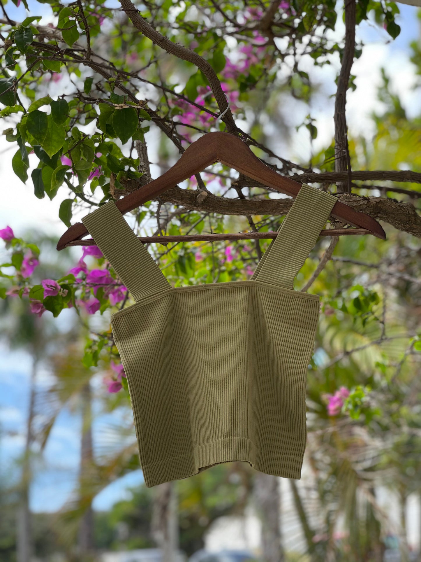 Olive Square Neck Crop Top