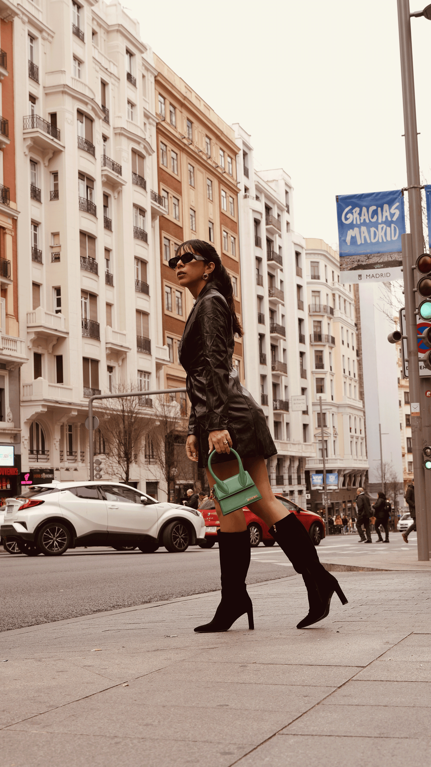 Madrid Black Leather Dress