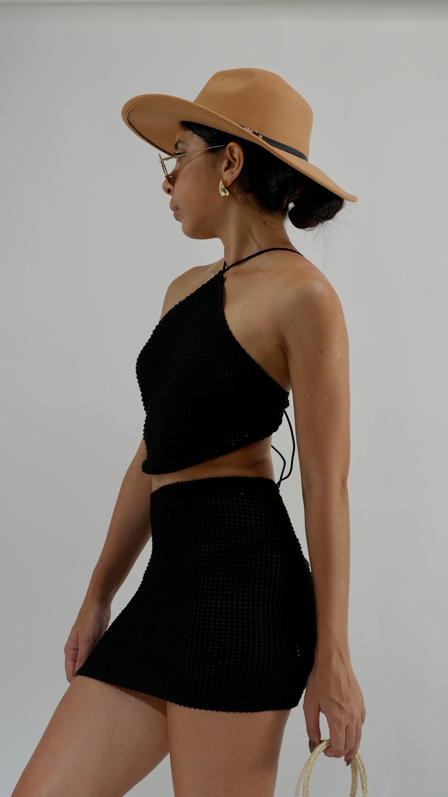 Tulum Black Top and Skirt Set