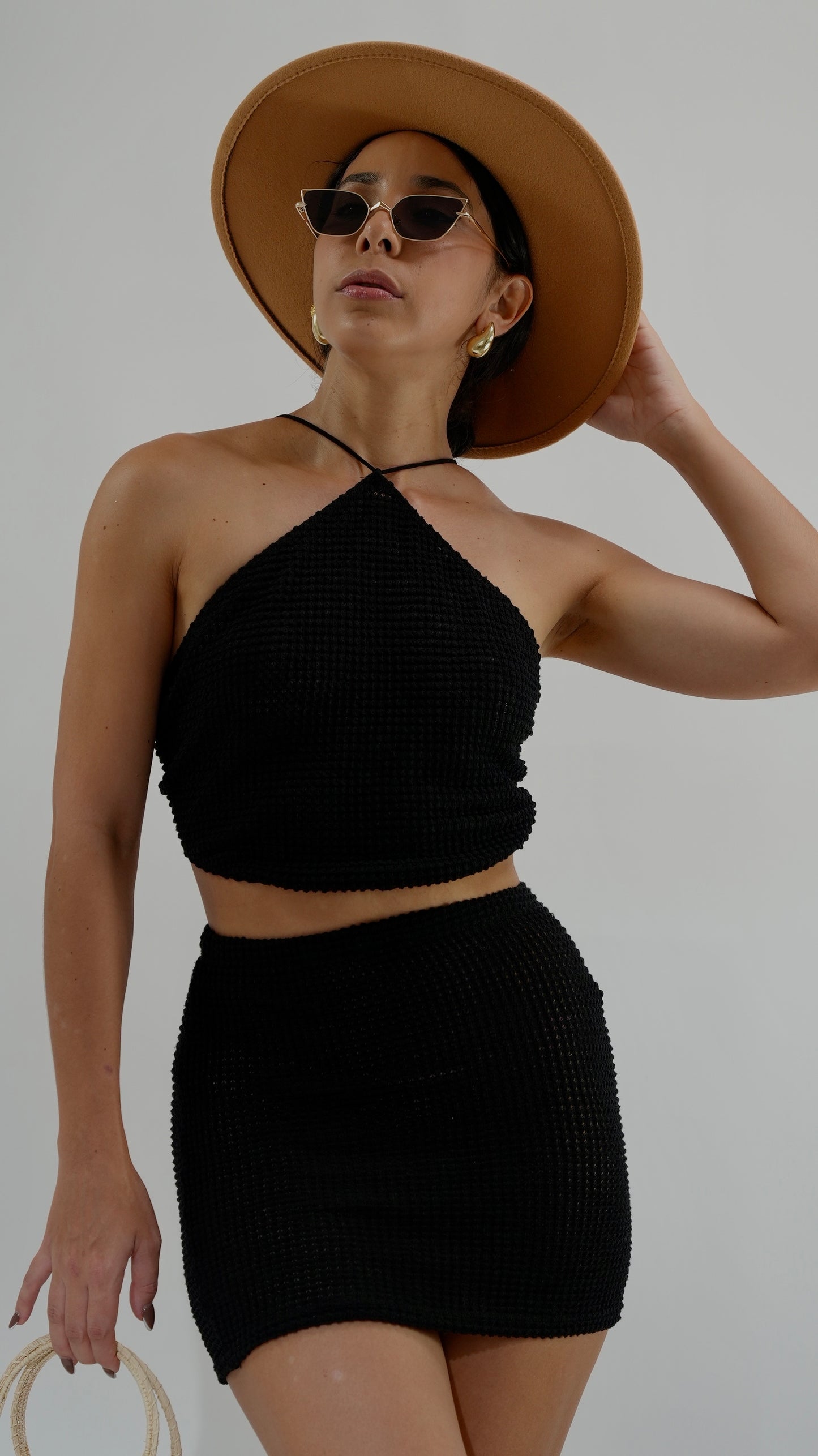 Tulum Black Top and Skirt Set