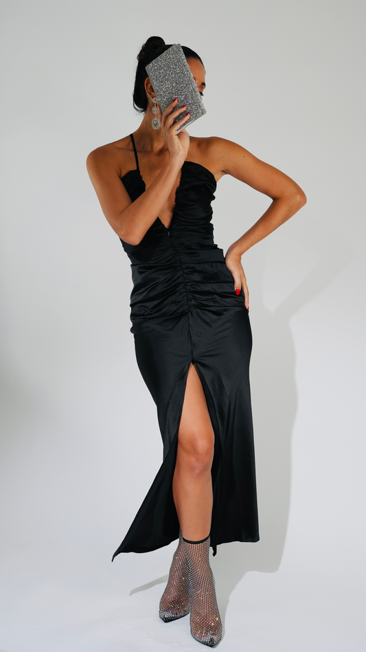 Night Black Satin Dress