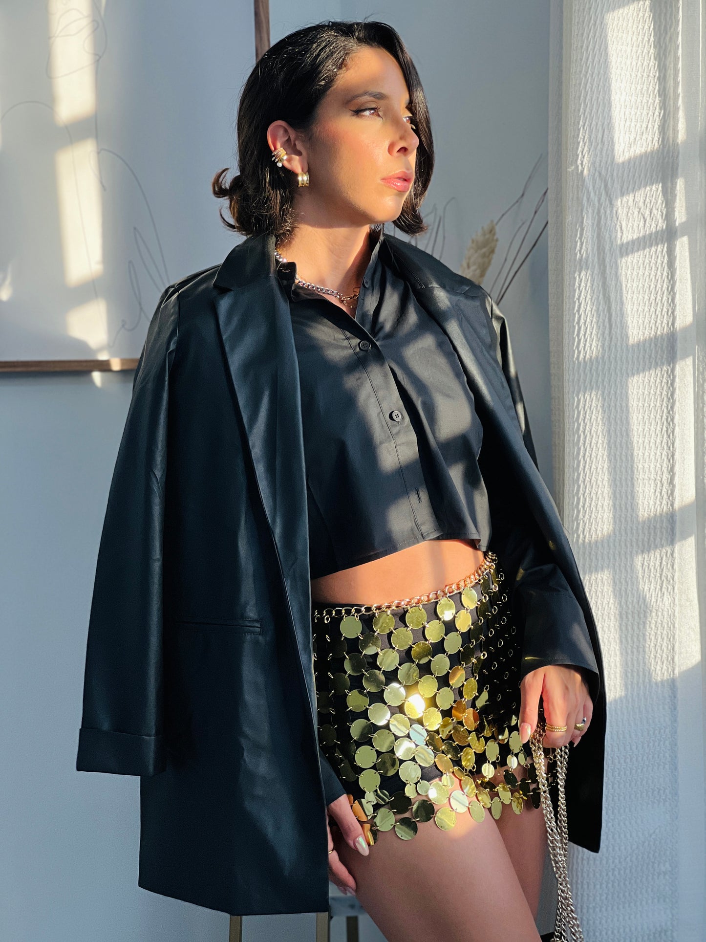 Black Leather Blazer