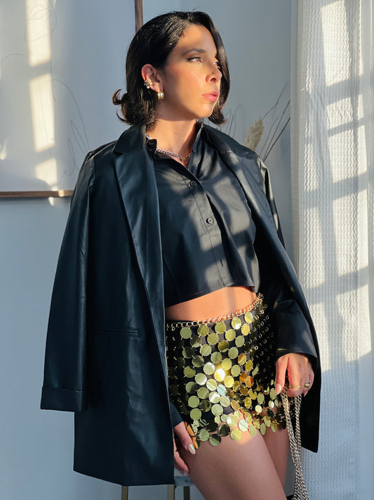 Black Leather Blazer